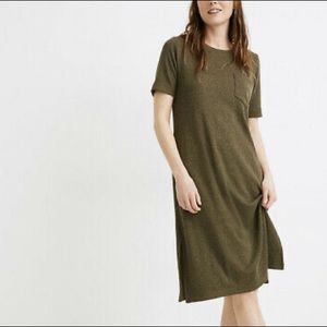Madewell • Women's Green Ribbed Pocket Tee Midi Dress Sz Small